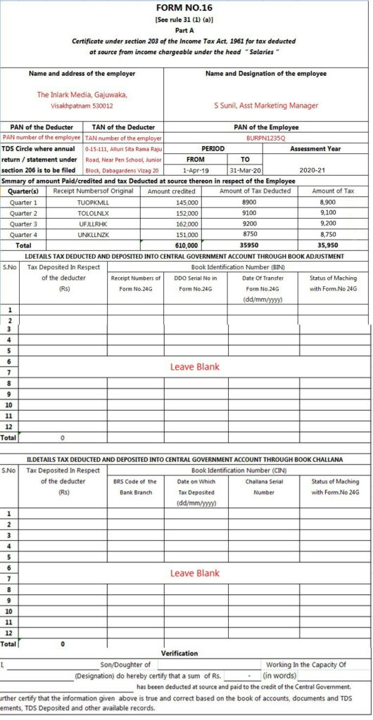 Income Tax Calculation Statement 2020 21 Pdf PINCOMEQ