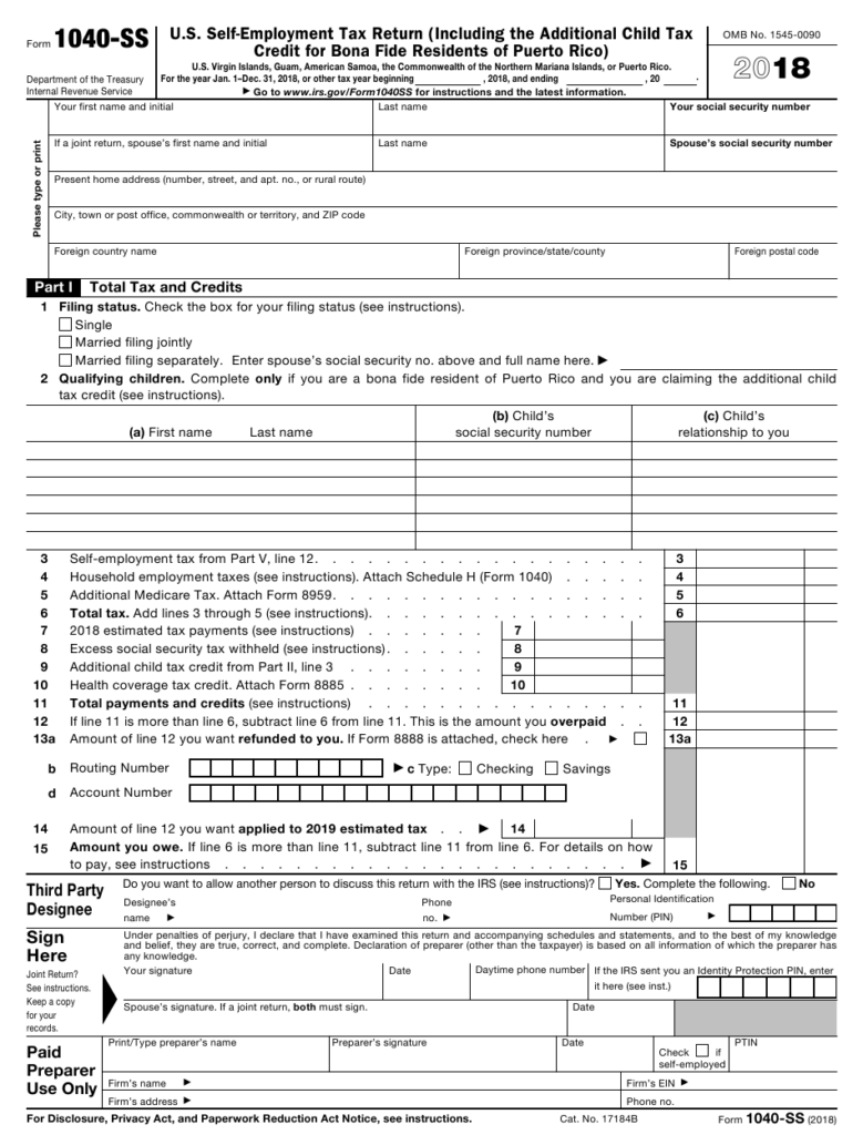 IRS Form 1040 SS Download Fillable PDF Or Fill Online U S Self 