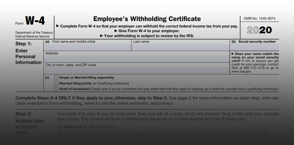 IRS Issues 2020 Form W 4