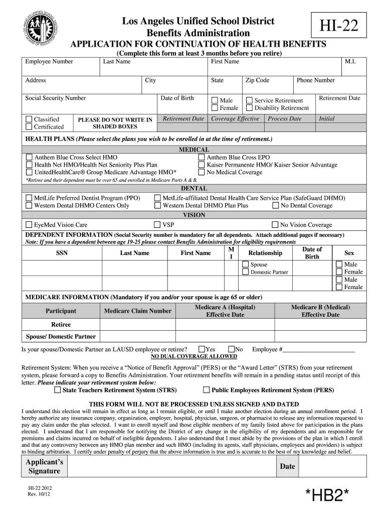 Lausd Retirement Forms Fill Online Printable Fillable Blank