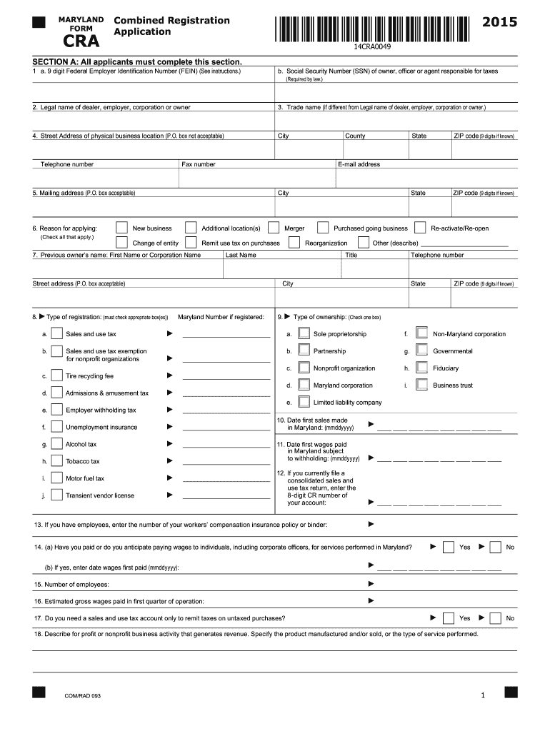 MD Comptroller CRA 2015 Fill Out Tax Template Online US Legal Forms