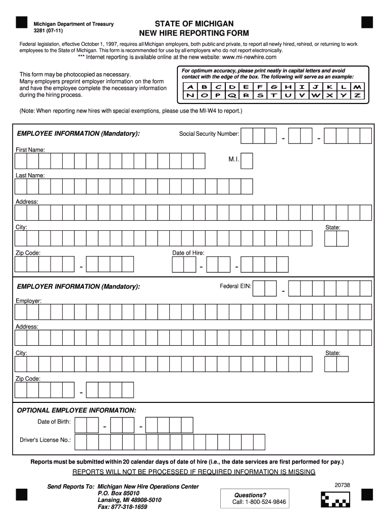 Michigan New Hire Form Fill And Sign Printable Template Online US 