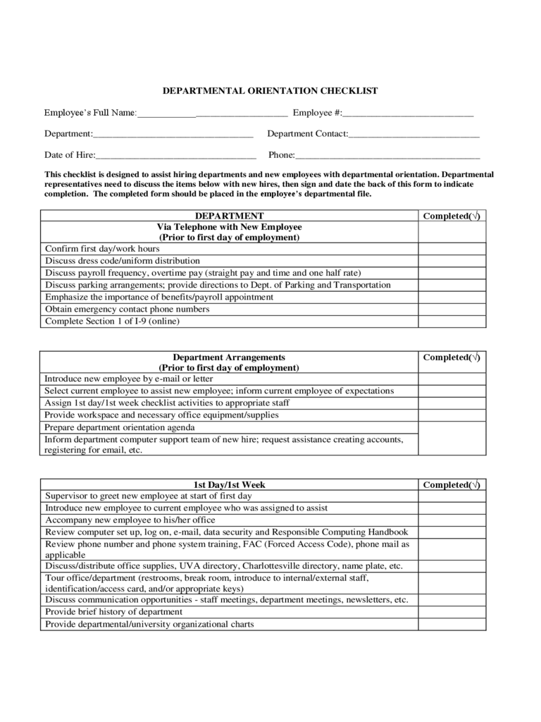 New Employee Checklist Templates 2 Free Templates In PDF Word Excel 