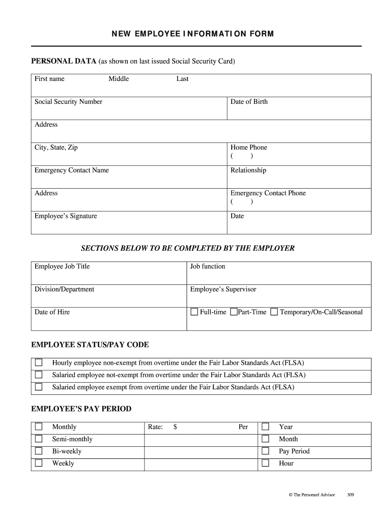 New Employee Information Form Fill Out And Sign Printable PDF