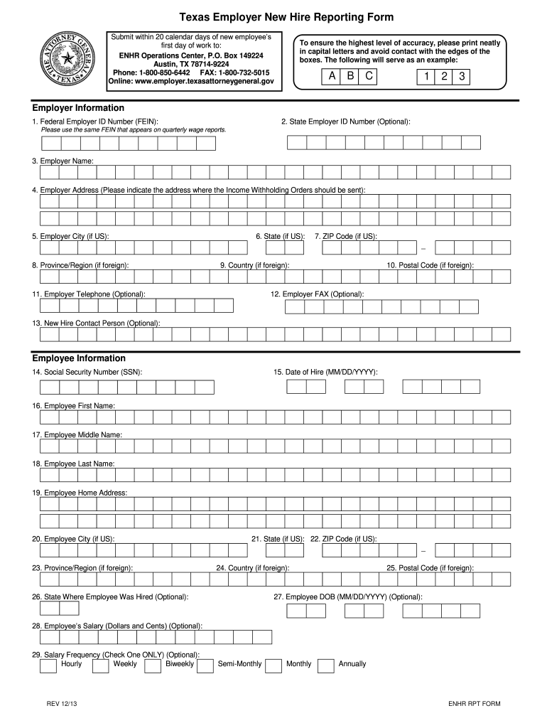 New Hire Reporting Form Texas Fill Out And Sign Printable PDF 