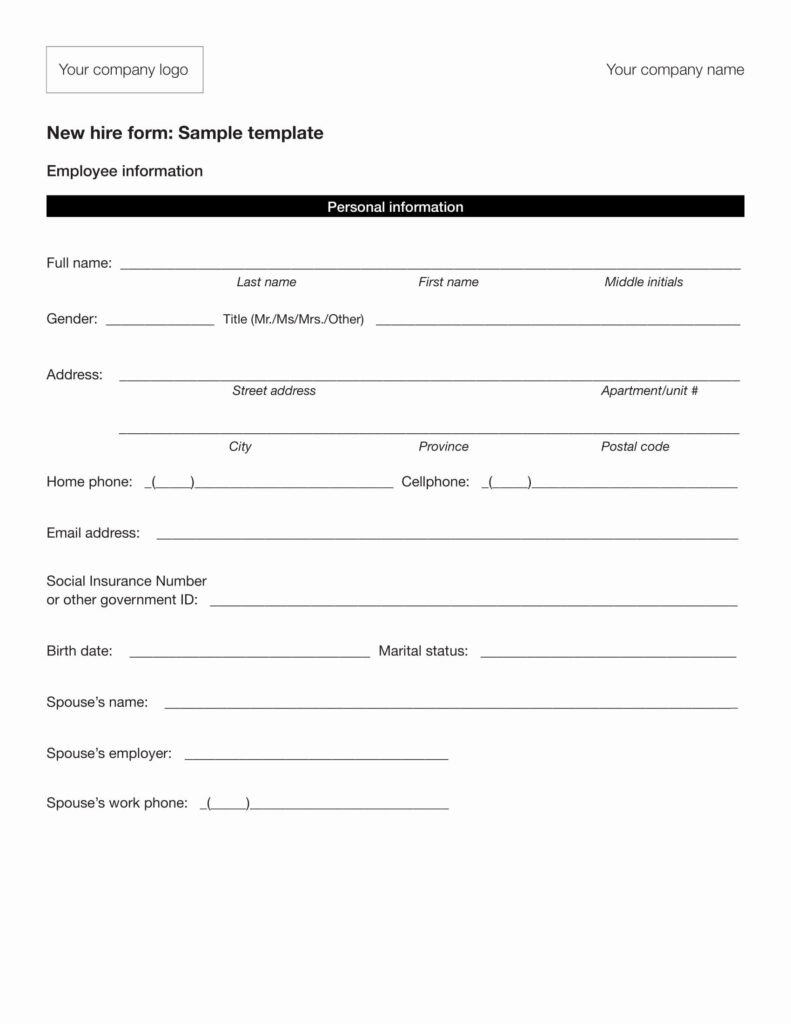 New Hire Requisition Form Best Of 10 Employee Information Form Examples 