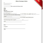 Offer To Purchase A Vehicle Legal Forms Free Printables Letter Sample