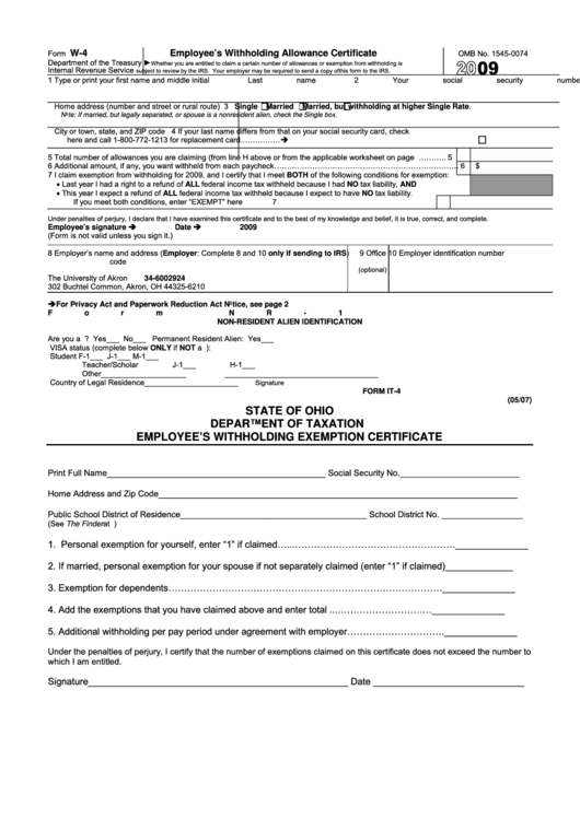 Ohio Withholding Form W 4 W4 Form 2021