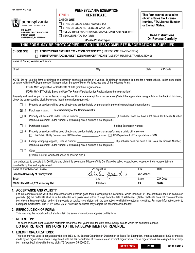 Sample Certificate Tax Exempt Certificate Form