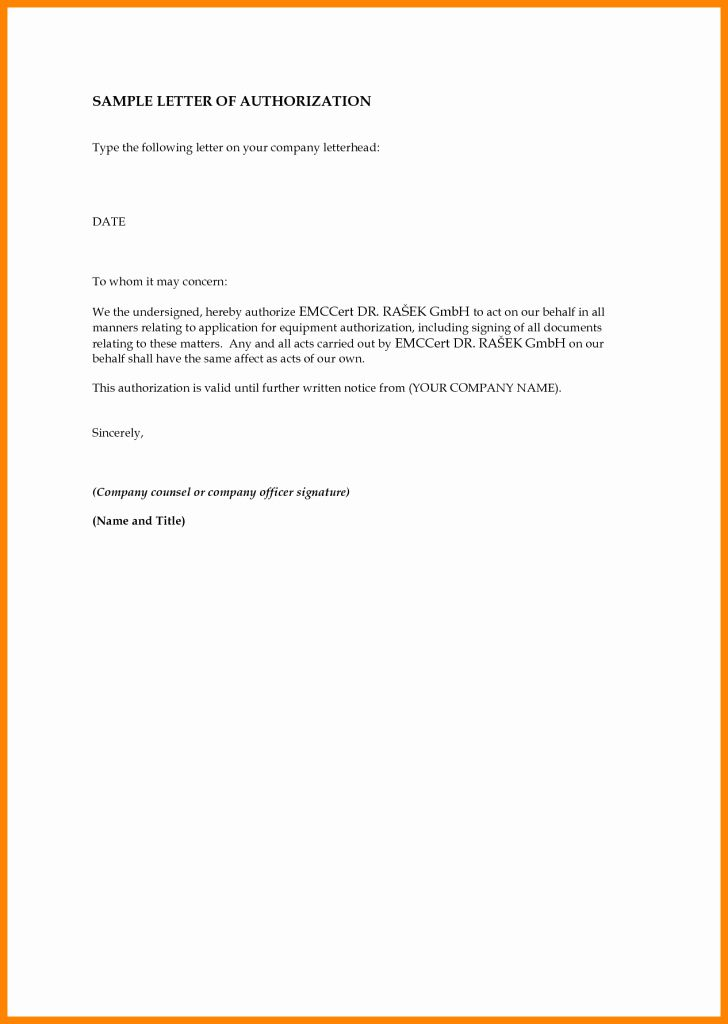 Sample Representation Letter Fresh Sample Of Authorization Letter 