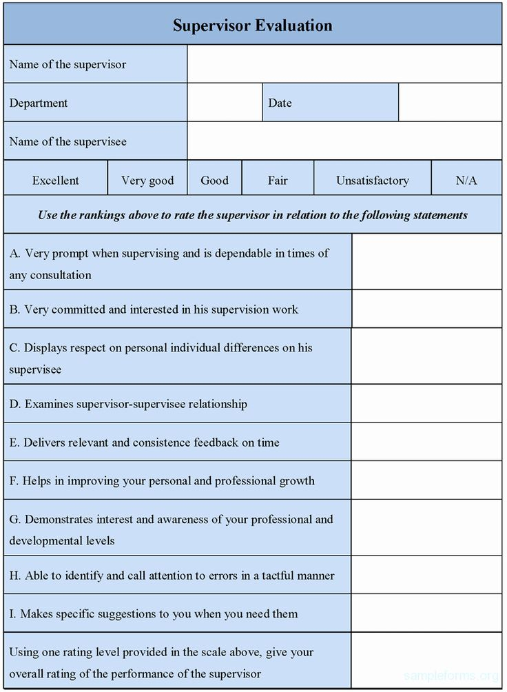 Supervisor Evaluation Form Template Luxury Supervisor Evaluation Form 