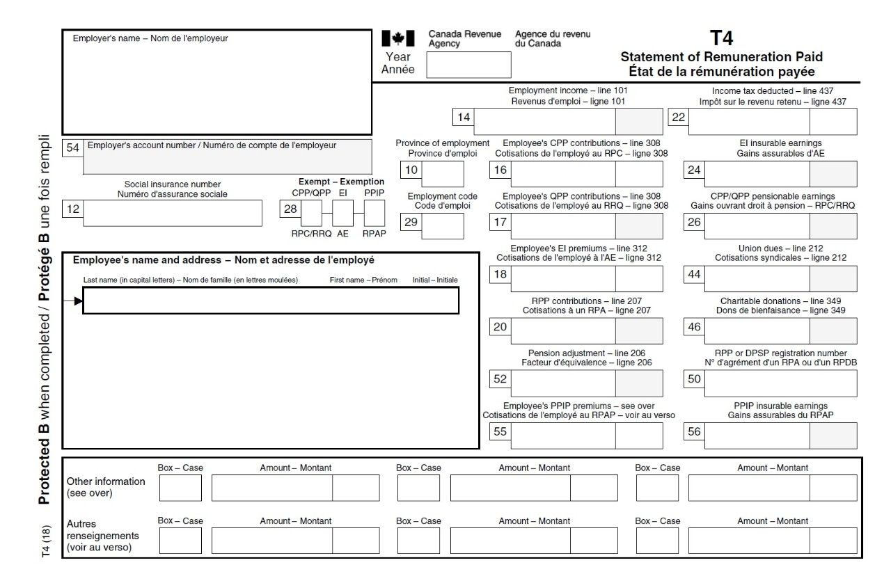 T4 Slip Employee Tax Forms Tax Forms Canada Pension Plan