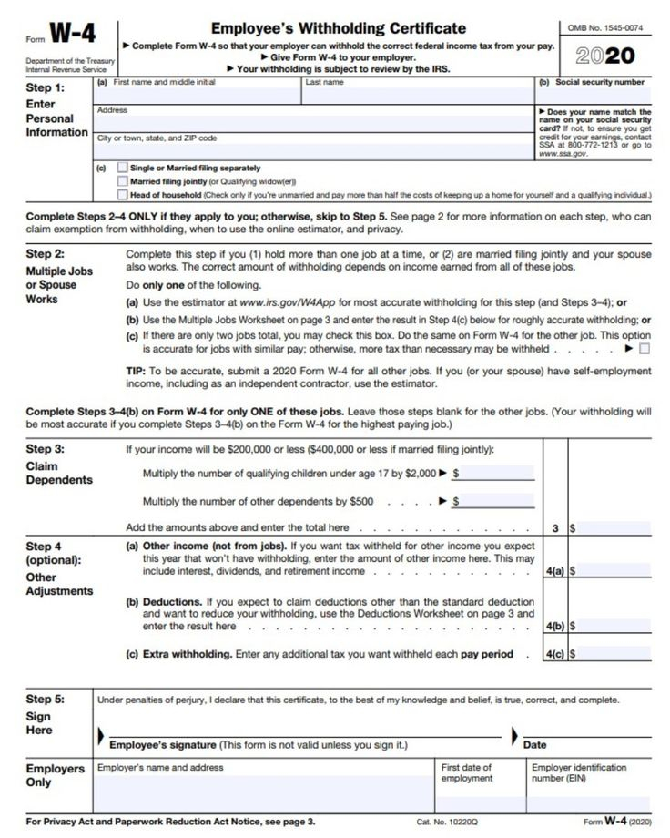 The IRS Has Developed A New Form W 4 Employee s Withholding