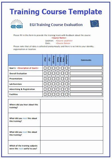 Training Evaluation Form Template Unique Training Course Templates 