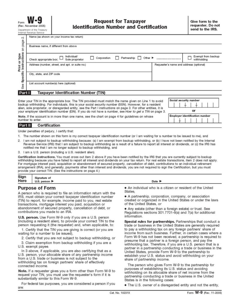 W9 Tax Form 2022 FORM W9 2022