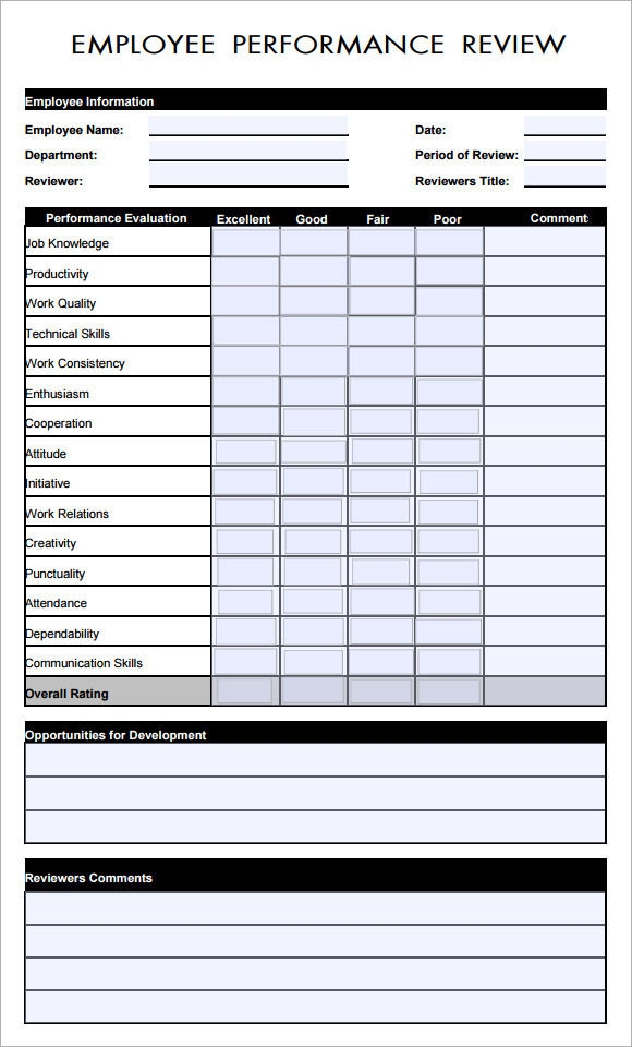 13 Employee Evaluation Form Sample Free Examples Format Sample 