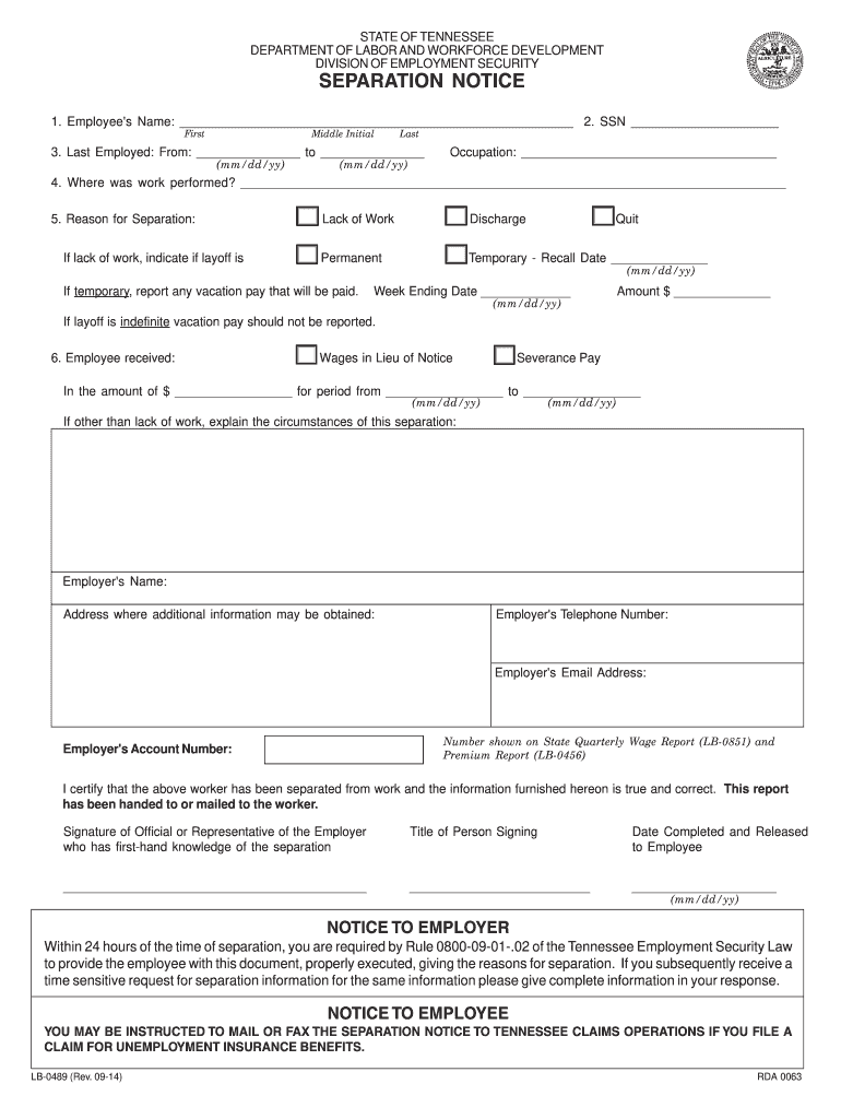 2014 2021 Form TN LB 0489 Fill Online Printable Fillable Blank 