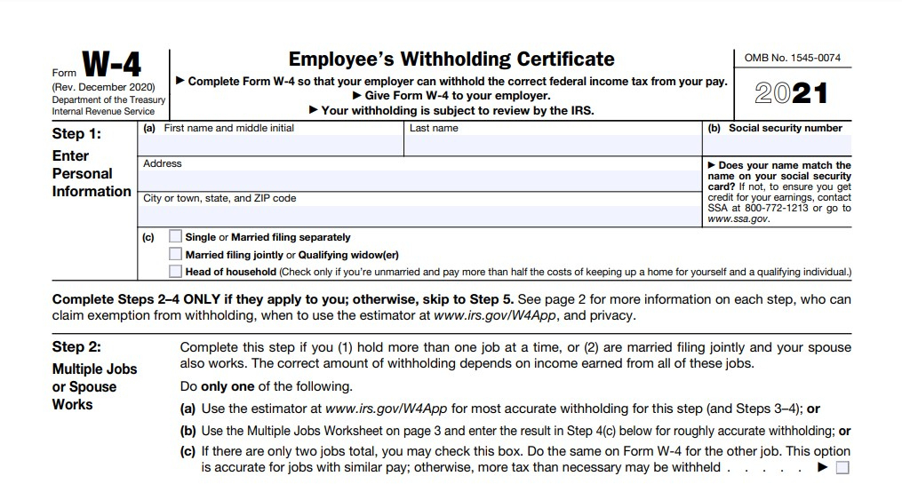 2021 Ca W 4 Form Printable 2022 W4 Form