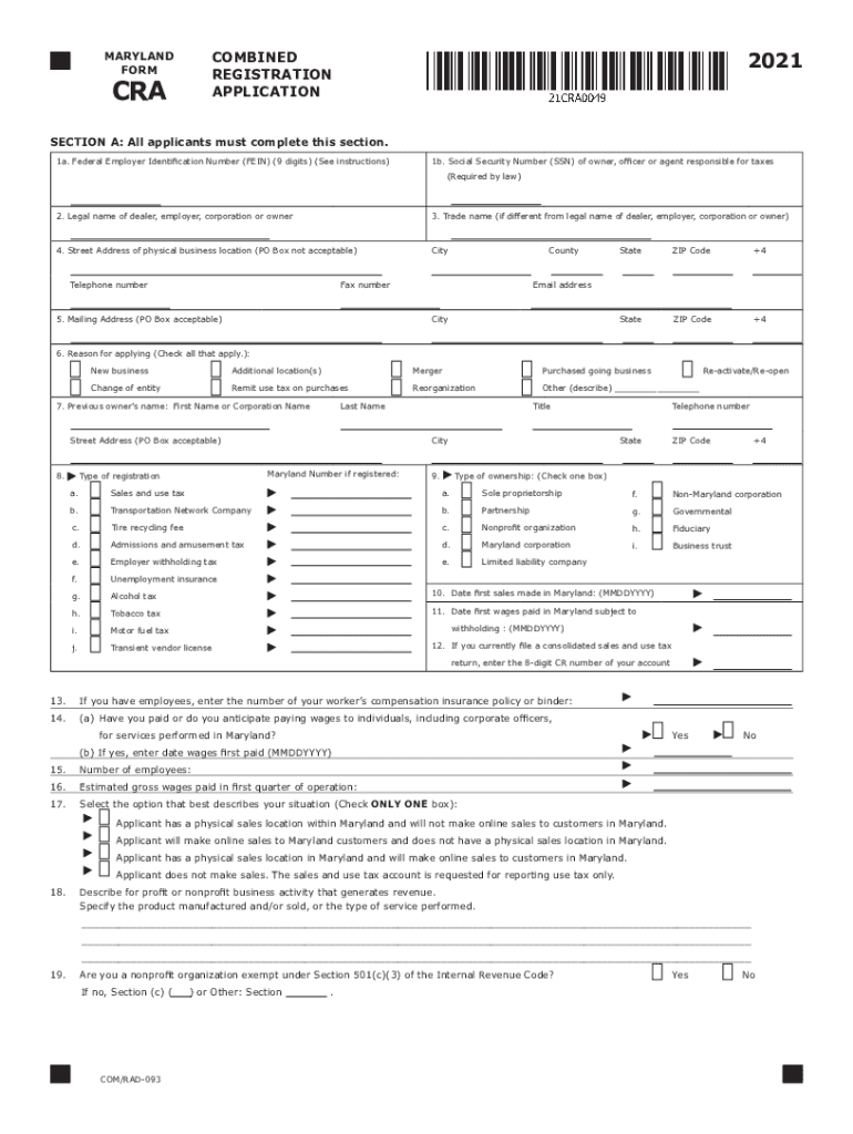 2021 Form MD Comptroller CRA Fill Online Printable Fillable Blank 