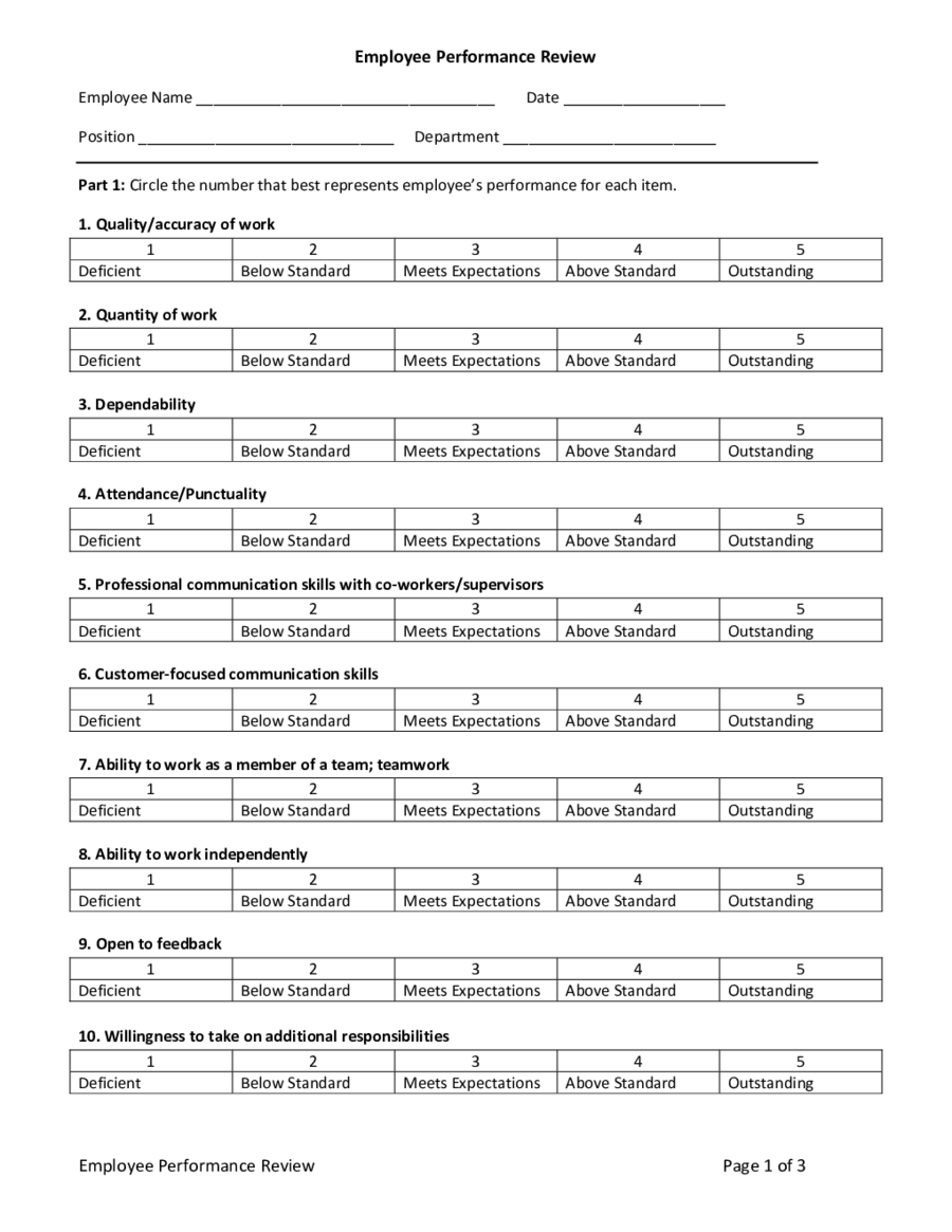 2022 Employee Evaluation Form Fillable Printable PDF Forms Handypdf