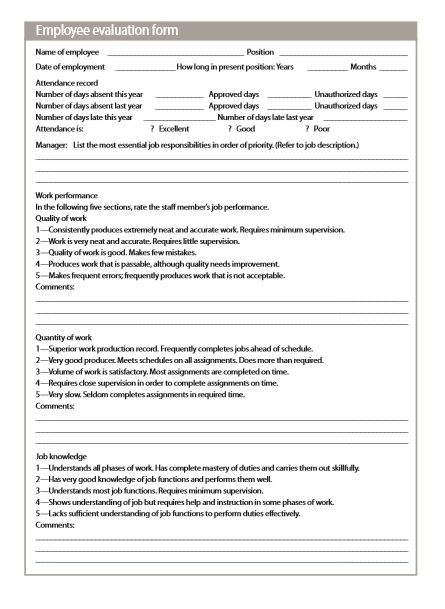 32 Free Employee Evaluation Forms MS Word PDF