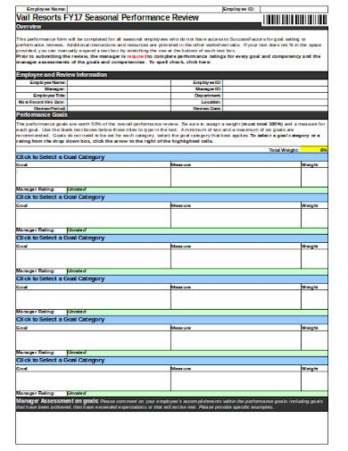 4 Retail Employee Performance Review Templates In DOC Excel PDF 