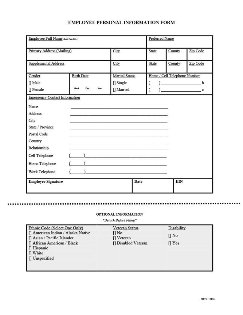 47 Printable Employee Information Forms Personnel Information Sheets 