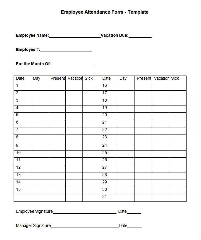 7 FREE Time And Attendance Forms HR Templates Free Premium 