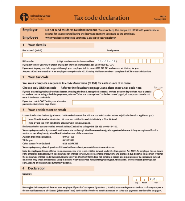 9 Sample Employee Declaration Forms Sample Example Format