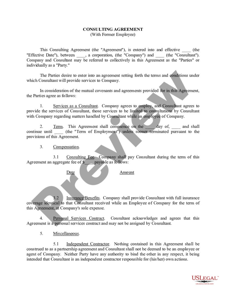 Agreement Former Employee For Use Of Company Laptop US Legal Forms