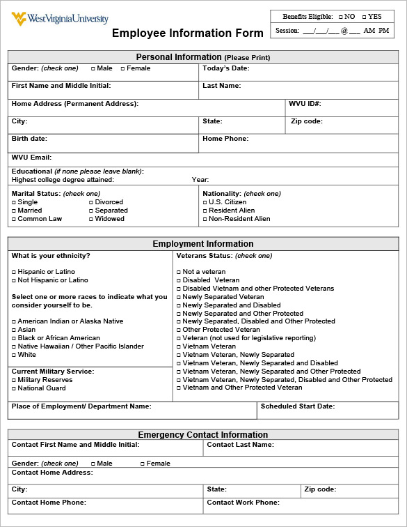 Employee Form Template Charlotte Clergy Coalition