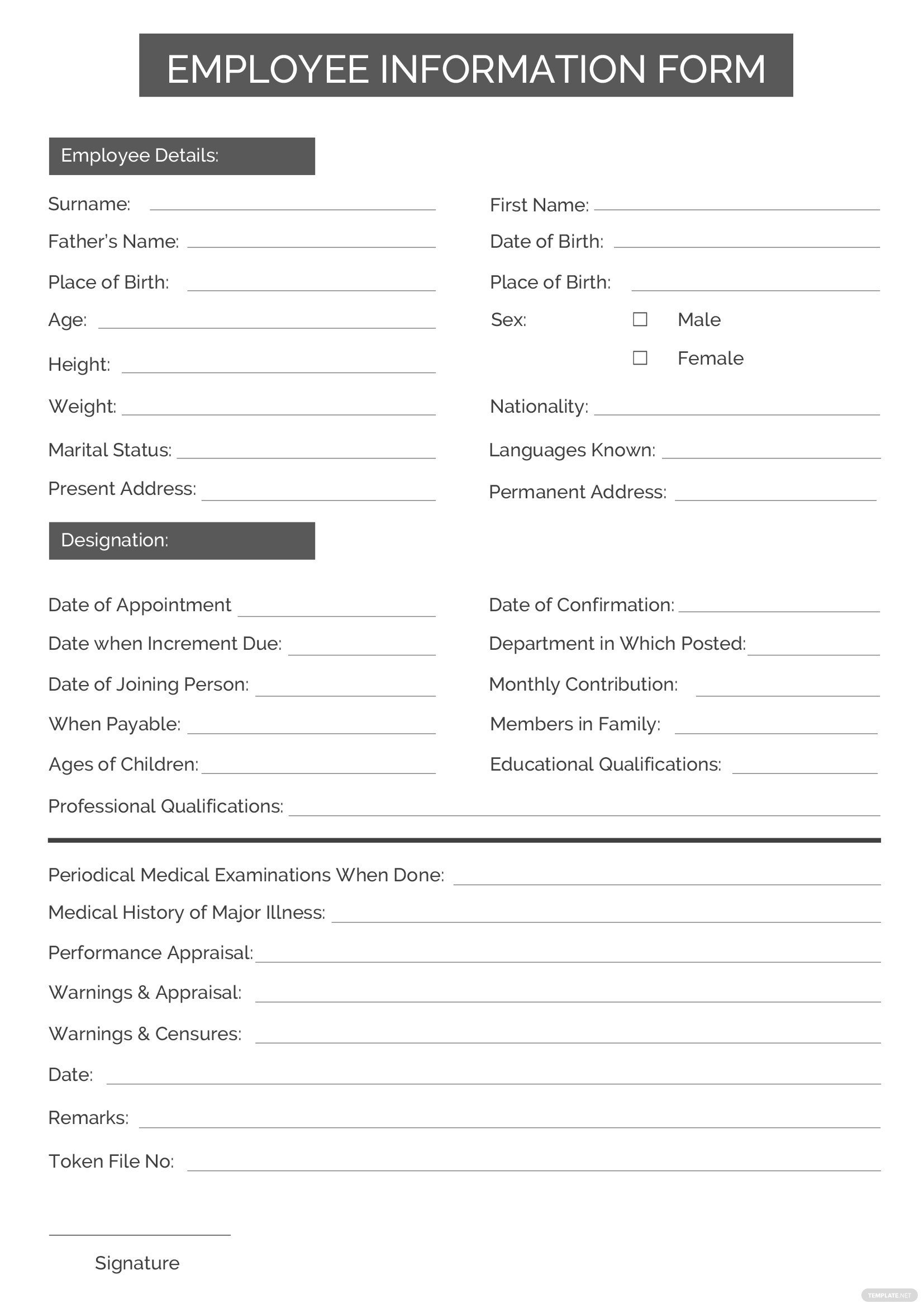 Employee Information Form Template In Microsoft Word Template