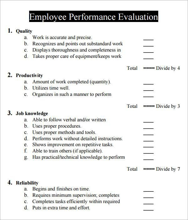 Employee Performance Evaluation Evaluation Employee Performance 