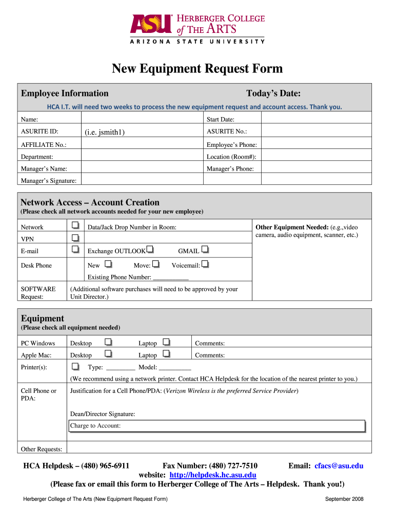 Equipment Request Form Fill Online Printable Fillable Blank 