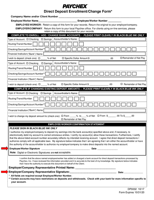 Fill Free Fillable Paychex PDF Forms