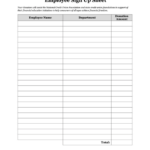 Fillable Employee Sign Up Sheet Template Printable Pdf Download