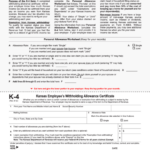 Fillable Form K 4 Kansas Employee S Withholding Allowance Certificate