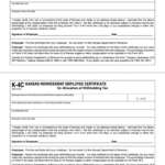 Fillable Form K 4c Kansas Nonresident Employee Certificate For