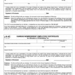 Fillable Form K 4c Kansas Nonresident Employee Certificate For