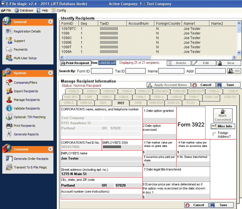 Form 3922 Software Transfer Of Stock Acquired Through An Employee 