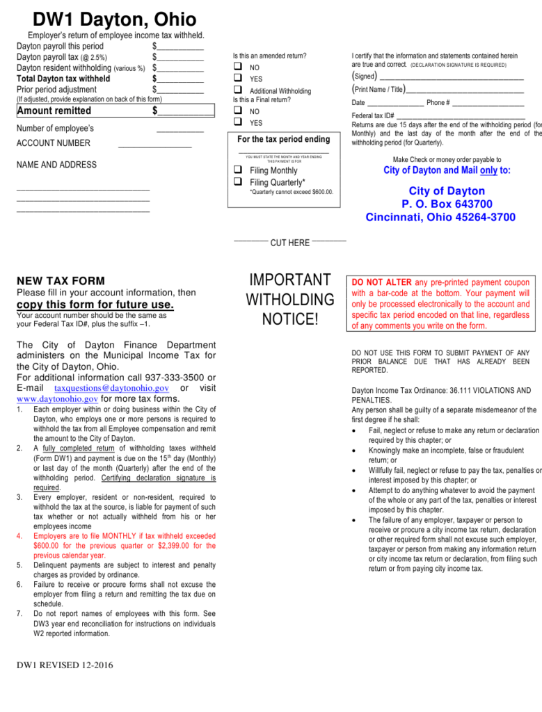 Form DW1 Download Printable PDF Or Fill Online Employer s Return Of 