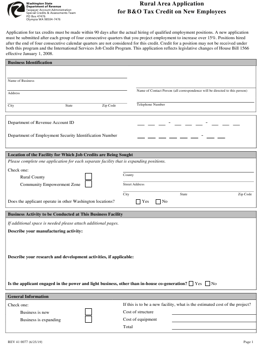 Form REV41 0077 Download Printable PDF Or Fill Online Rural Area 