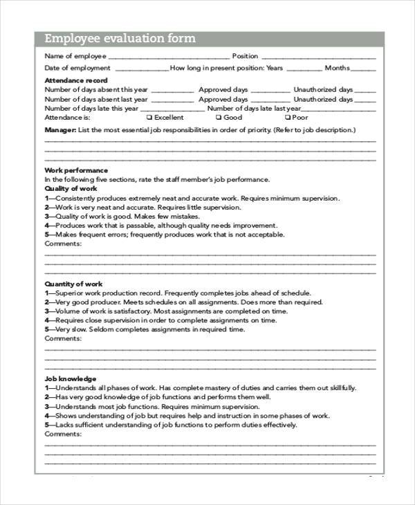 FREE 10 Sample General Evaluation Forms In PDF Excel MS Word