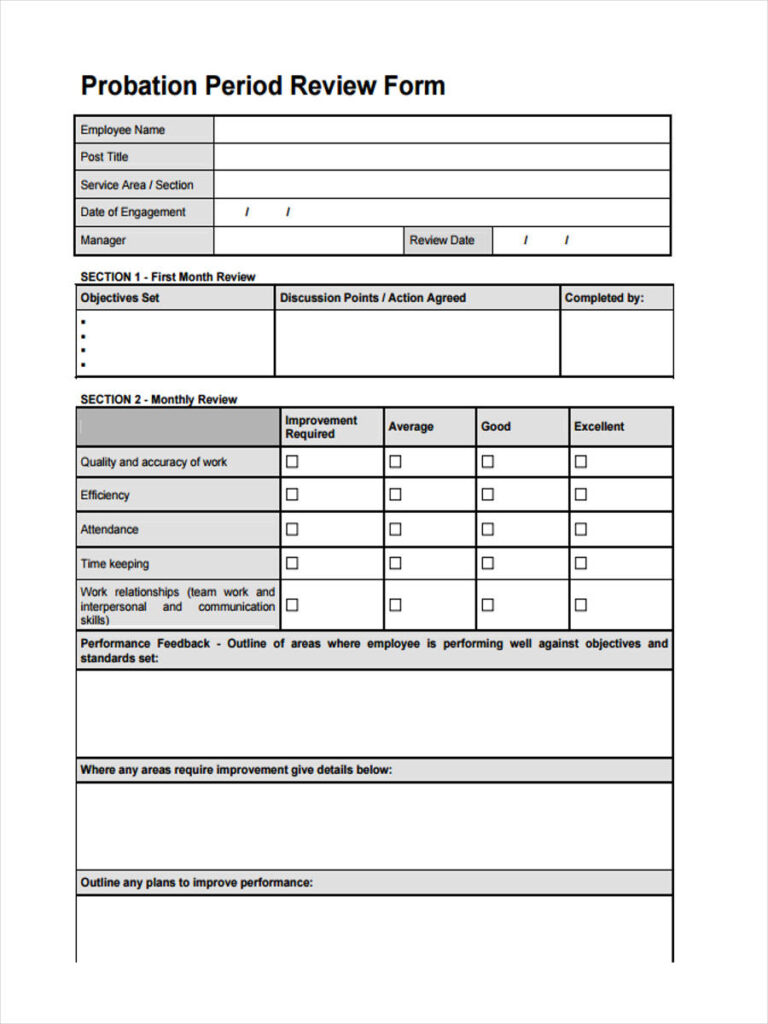 FREE 11 Probation Review Forms In PDF Ms Word