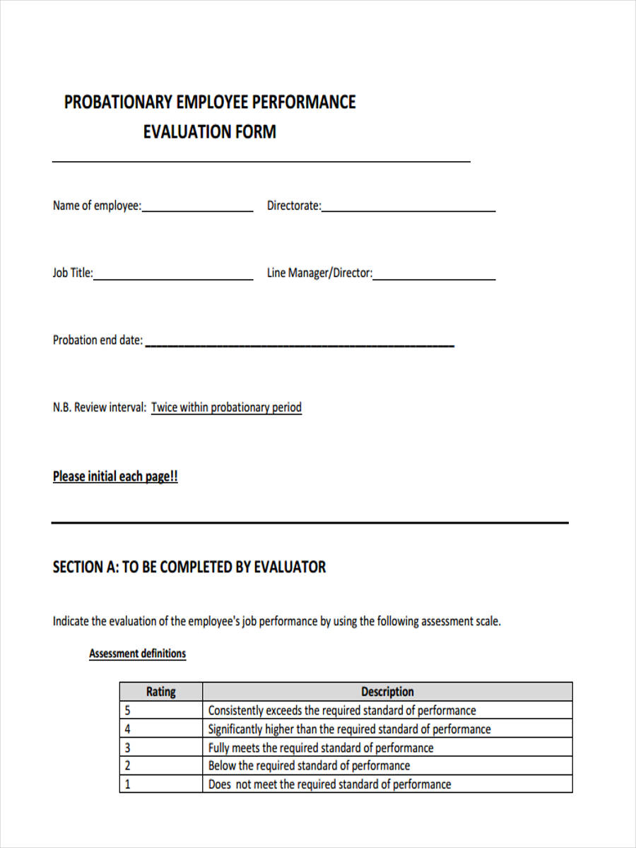 FREE 11 Probation Review Forms In PDF Ms Word