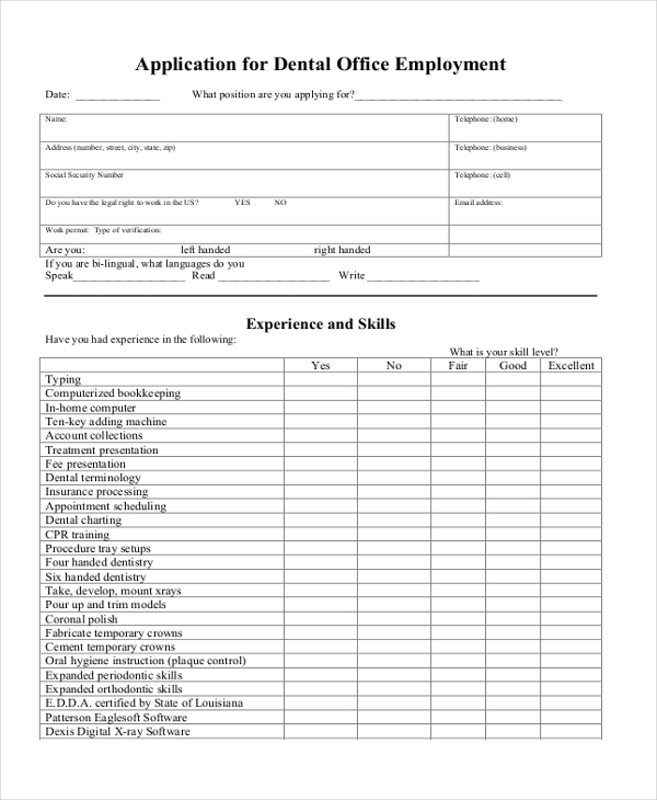 FREE 12 Sample Application For Employment Forms In PDF Excel MS Word