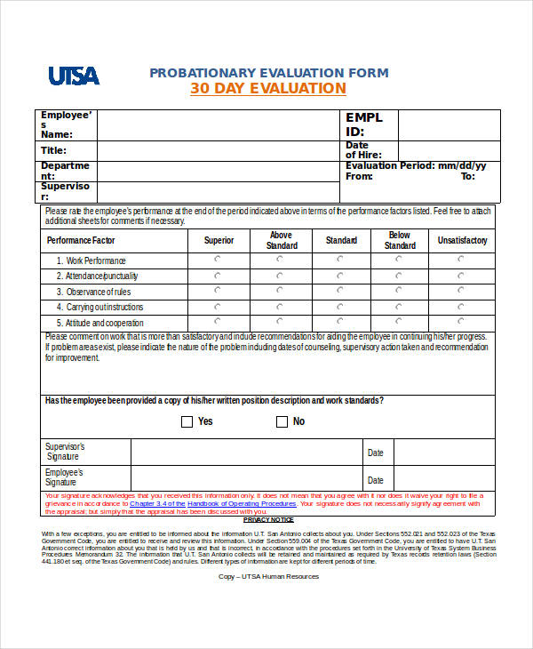 FREE 20 Employee Evaluation Forms In MS Word