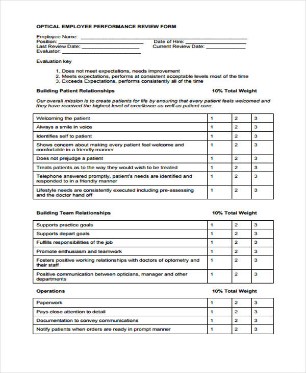 FREE 20 Employee Review Forms In PDF MS Word