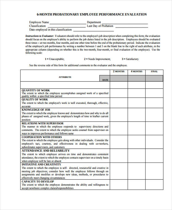 FREE 29 Sample Employee Evaluation Forms In PDF MS Word Excel