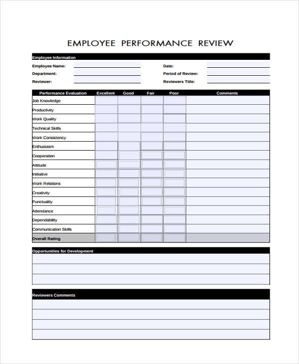 FREE 29 Sample Employee Evaluation Forms In PDF MS Word Excel